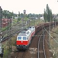 20.08.2008 BR232 128-9 oraz BR232-XXX-X własność PCC Kolchem wjeżdżają na KoB z pociągiem towarowym w kier. Szczecina.