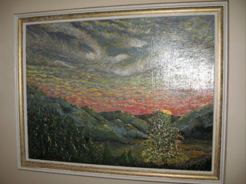 Zachód słońca w górach
(Akryl na tekturze 50x65 cm
2007)
(cena 100 zł + wysyłka)