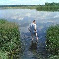 Poszukiwania blaszki w tatarakach.
