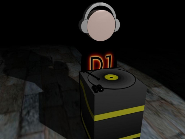 Render 3D z DJem. Wersja z czarnym tłem. Zrobiony w programie Anim8or.