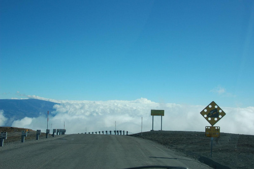 dziurkowane znaki na zjeździe z Mauna Kea - Hawaje #usa #wycieczka