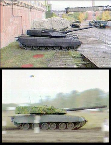 Tutaj możemy zaobserwować wyraźne różnice pomiędzy T-80UM2 a T-99 "Black Eagle" T-80UM2 jest mniejszy, ma krótszy korpus z 6 kołami jezdnymi natomiast T-99 ma korpus o wiele dłuższy, wyposażony w 7 kół nośnych. Wyraźne róznice widać także w p...