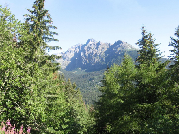 Hrebienok. Widok na Durny, Łomnica i Wielka Łomnicka Baszta #Góry #Tatry