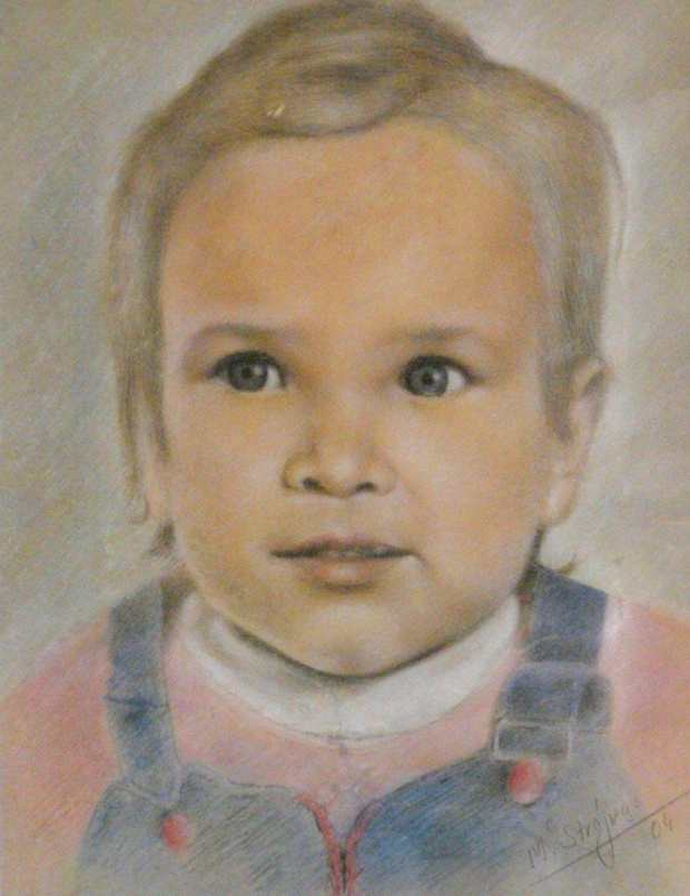 Chłopczyk w ogrodniczkach (40x30) pastel na papierze